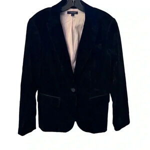 LANDS' END Womens Size 14 Blazer Jacket Black Velvet light lined